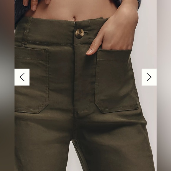 The Colette Magic Fabric Crop Wide-Leg Pants by Maeve - Olive, Sz 33, NWT - Picture 5 of 10